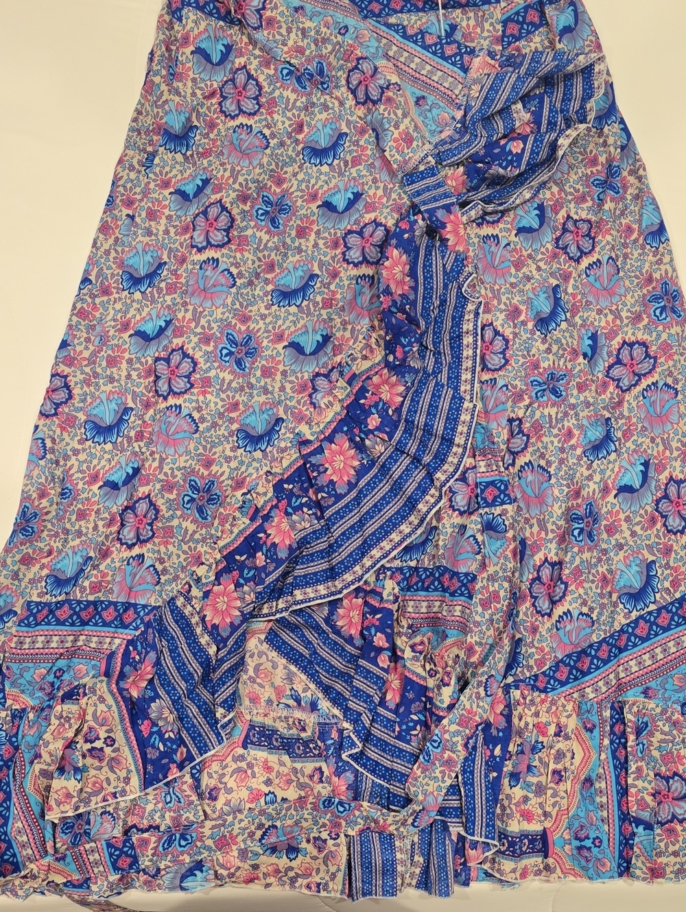 Blue Floral Wrap Skirt